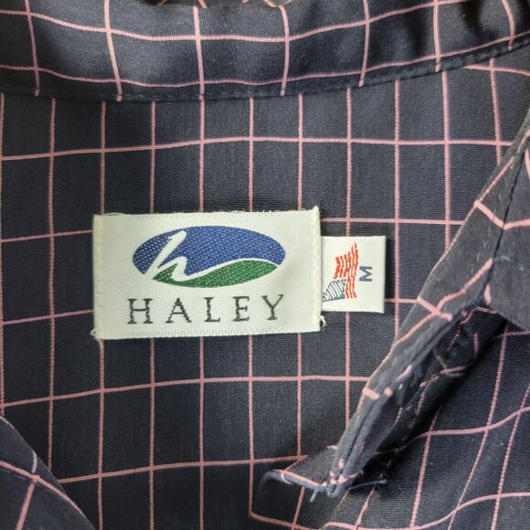 Haley Womens‎ Sleeveless Button Up M Navy Pink Plaid Check Collared Top Golf - Picture 2 of 10